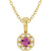 Ladies 3 mm Natural Pink Tourmaline Natural Diamond Necklace (I1, G-H) — 14K Yellow Gold