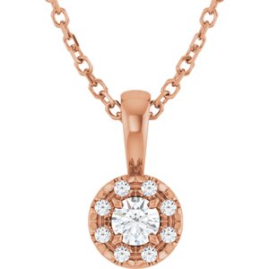 Ladies 4 mm Natural Diamond Natural Diamond Necklace (I1, G-H) — 14K Rose Gold