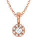 Ladies 4 mm Natural Diamond Natural Diamond Necklace (I1, G-H) — 14K Rose Gold