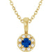 Ladies 5x3 mm Natural Blue Sapphire Natural Diamond Necklace (I1, G-H) — 14K Yellow Gold