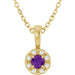 Ladies 4 mm Natural Amethyst Natural Diamond Necklace (I1, G-H) — 14K Yellow Gold