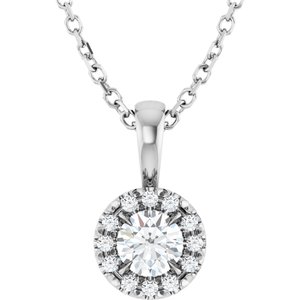 Ladies 4 mm Natural White Sapphire Natural Diamond Necklace (Si2-Si3, G-H) — Platinum