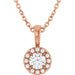Ladies 4 mm Natural White Sapphire Natural Diamond Necklace (I1, G-H) — 14K Rose Gold