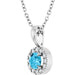 Ladies 4 mm Natural Aquamarine Natural Diamond Necklace (Si2-Si3, G-H) — Platinum