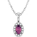 Ladies 3 mm Natural Pink Tourmaline Natural Diamond Necklace (I1, G-H) — 14K White Gold