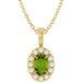 Ladies 4 mm Natural Peridot Natural Diamond Necklace (I1, G-H) — 14K Yellow Gold