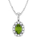 Ladies 6x4 mm Natural Peridot Natural Diamond Necklace (Si2-Si3, G-H) — Platinum