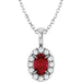 Ladies 5x3 mm Natural Ruby Natural Diamond Necklace (Si2-Si3, G-H) — Platinum