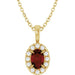 Ladies 4 mm Natural Mozambique Garnet Natural Diamond Necklace (I1, G-H) — 14K Yellow Gold