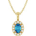 Ladies 6x4 mm Natural Blue Zircon Natural Diamond Necklace (I1, G-H) — 14K Yellow Gold