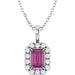 Ladies 6x4 mm Natural Pink Tourmaline Natural Diamond Necklace (Si2-Si3, G-H) — Platinum