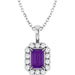 Ladies 4 mm Natural Amethyst Natural Diamond Necklace (I1, G-H) — Sterling Silver
