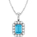 Ladies 3 mm Natural Aquamarine Natural Diamond Necklace (I1, G-H) — Sterling Silver