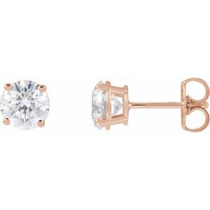 Ladies Natural Diamond Earrings (I2, I-J) — 14K Rose Gold