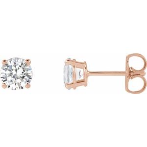 Lab-Grown Diamond Round 4-Prong Lightweight Stud Earrings - Style 652480