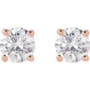 Lab-Grown Diamond Round 4-Prong Lightweight Stud Earrings - Style 652480