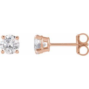 Lab-Grown Diamond Round 4-Prong Lightweight Stud Earrings - Style 652480