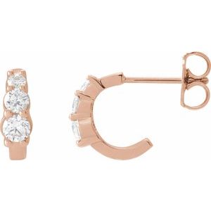 Ladies Natural Diamond Hoop Earrings (I1, G-H) — 14K Rose Gold