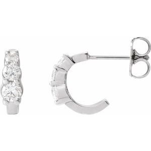 Ladies Natural Diamond Hoop Earrings (I1, G-H) — 14K White Gold