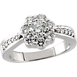 Ladies 1 1/8 Natural Diamond Cluster Ring (I1, G-H) — 14K White Gold