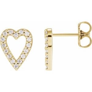 Ladies Natural Diamond Heart Earrings (I1, G-H) — 14K Yellow Gold