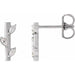 Ladies Natural Diamond Floral Bar Earrings — 14K White Gold