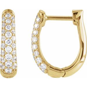 Ladies Natural Diamond 14.9 mm Hoop Earrings (I1, G-H) — 14K Yellow Gold