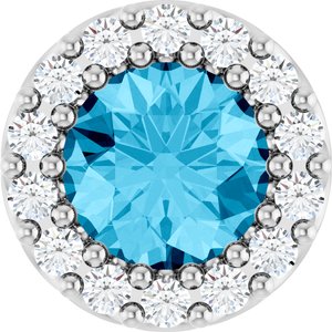 Ladies Natural Aquamarine Natural Diamond Halo-Style Pendant (Si2-Si3, G-H) — Platinum
