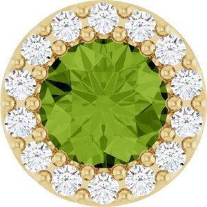 Ladies Natural Peridot Natural Diamond Halo-Style Pendant (I1, G-H) — 14K Yellow Gold