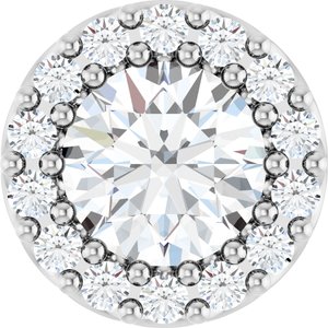 Ladies Natural White Sapphire Natural Diamond Halo-Style Pendant (I1, G-H) — Sterling Silver