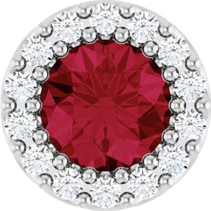 Ladies Natural Ruby Natural Diamond Halo-Style Pendant (I1, G-H) — Sterling Silver