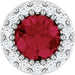 Ladies Natural Ruby Natural Diamond Halo-Style Pendant (I1, G-H) — Sterling Silver