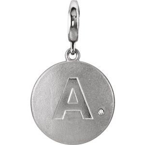 Ladies Natural Diamond Initial A Charm/Pendant (I2, G-H) — Sterling Silver