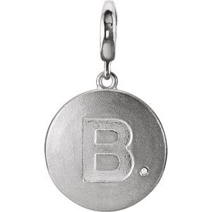 Ladies Natural Diamond Initial B Charm/Pendant (I2, G-H) — Sterling Silver