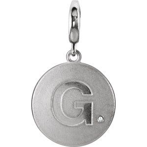 Ladies Natural Diamond Initial G Charm/Pendant (I2, G-H) — Sterling Silver