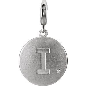 Ladies Natural Diamond Initial I Charm/Pendant (I2, G-H) — Sterling Silver