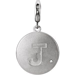 Ladies Natural Diamond Initial J Charm/Pendant (I2, G-H) — Sterling Silver