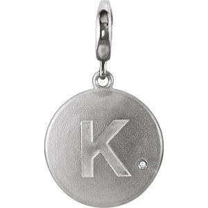 Ladies Natural Diamond Initial K Charm/Pendant (I2, G-H) — Sterling Silver