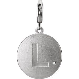 Ladies Natural Diamond Initial L Charm/Pendant (I2, G-H) — Sterling Silver