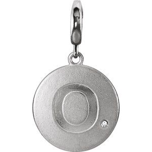 Ladies Natural Diamond Initial O Charm/Pendant (I2, G-H) — Sterling Silver