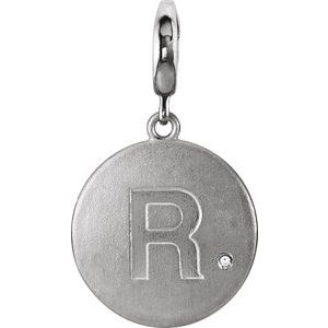 Ladies Natural Diamond Initial R Charm/Pendant (I2, G-H) — Sterling Silver
