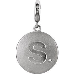 Ladies Natural Diamond Initial S Charm/Pendant (I2, G-H) — Sterling Silver