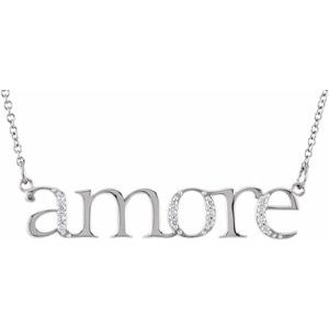 Ladies Natural Diamond Amore Necklace (I1, G-H) — 14K White Gold