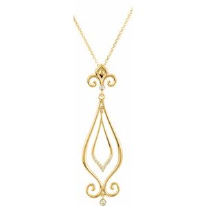 Ladies Natural Diamond Fleur-de-Lis Necklace (I1, G-H) — 14K Yellow Gold