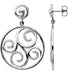 Ladies Natural Diamond Scroll Earrings — Sterling Silver & 14K White Gold