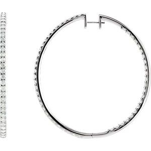 Ladies Natural Diamond Inside-Outside 51 mm Hoop Earrings (I1, G-H) — 14K White Gold