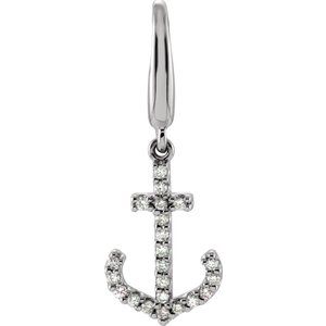 Ladies Natural Diamond Anchor Charm/Pendant (I1, G-H) — 14K White Gold