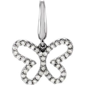 Ladies Natural Diamond Butterfly Charm/Pendant (I1, G-H) — 14K White Gold