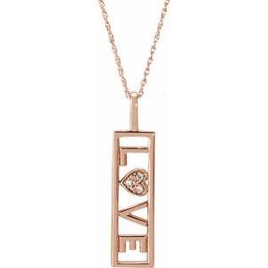 Ladies Natural Diamond Love Necklace (I1-I2, Ghi) — 14K Rose Gold