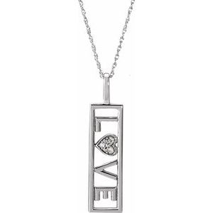 Ladies Natural Diamond Love Necklace (I1-I2, Ghi) — Sterling Silver